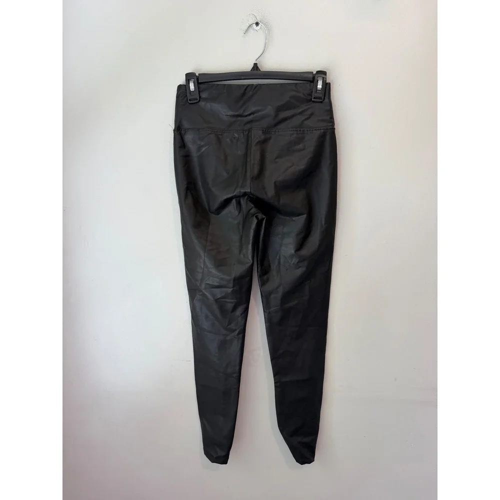 American Eagle Faux Leather Leggings Black High Waisted Matte Stretch Small
